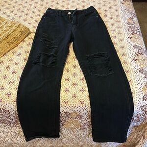 Black denim high waisted jeans
